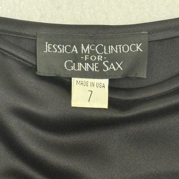 Vintage Jessica McClintock For Gunne Sax Maxi Mermaid Skirt Sz 7 Satin Vampygoth - Picture 5 of 7